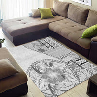 Samoa Siapo Elegant Area Rug Hibiscus White Motifs - Polynesian Pride