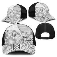Samoa Siapo Elegant Baseball Net Cap Hibiscus White Motifs LT05 - Polynesian Pride