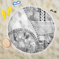 Samoa Siapo Elegant Beach Blanket Hibiscus White Motifs - Polynesian Pride