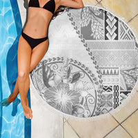 Samoa Siapo Elegant Beach Blanket Hibiscus White Motifs - Polynesian Pride