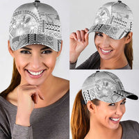 Samoa Siapo Elegant Classic Cap Hibiscus White Motifs LT05 - Polynesian Pride