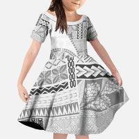 Samoa Siapo Elegant Family Matching Off Shoulder Maxi Dress and Hawaiian Shirt Hibiscus White Motifs - Polynesian Pride