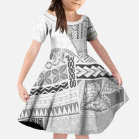 Samoa Siapo Elegant Family Matching Tank Maxi Dress and Hawaiian Shirt Hibiscus White Motifs - Polynesian Pride