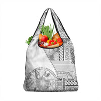 Samoa Siapo Elegant Grocery Bag Hibiscus White Motifs - Polynesian Pride