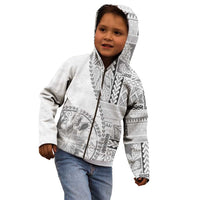 Samoa Siapo Elegant Kid Hoodie Hibiscus White Motifs - Polynesian Pride