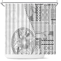 Samoa Siapo Elegant Shower Curtain Hibiscus White Motifs - Polynesian Pride