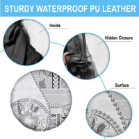 Samoa Siapo Elegant Spare Tire Cover Hibiscus White Motifs - Polynesian Pride