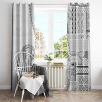 Samoa Siapo Elegant Window Curtain Hibiscus White Motifs - Polynesian Pride