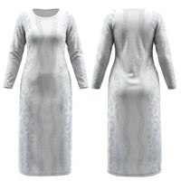 Samoa Lotu Tamaiti Couples Matching Long Sleeve Bodycon Dress and Long Sleeve Button Shirt Teuila With Tribal Motifs