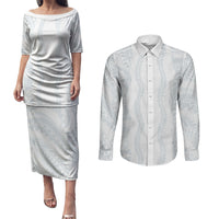 Samoa Lotu Tamaiti Couples Matching Puletasi and Long Sleeve Button Shirt Teuila With Tribal Motifs