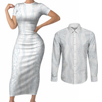 Samoa Lotu Tamaiti Couples Matching Short Sleeve Bodycon Dress and Long Sleeve Button Shirt Teuila With Tribal Motifs
