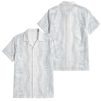 Samoa Lotu Tamaiti Family Matching Tank Maxi Dress and Hawaiian Shirt Teuila With Tribal Motifs LT05 Dad's Shirt - Short Sleeve White - Polynesian Pride