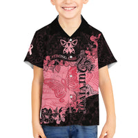 Breast Cancer Family Matching Short Sleeve Bodycon Dress and Hawaiian Shirt Survivor Polynesian Ribbon Butterfly LT05 Son's Shirt Pink - Polynesian Pride