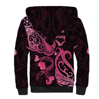 Breast Cancer Awareness Sherpa Hoodie Ribbon Polynesian Pattern Black Version LT05 - Polynesian Pride