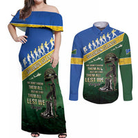 Solomon Islands Remembrance Day Couples Matching Off Shoulder Maxi Dress and Long Sleeve Button Shirt Lest We Forget