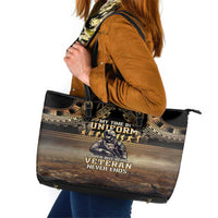Polynesia Veterans Day Leather Tote Bag Thank You Veterans Polynesian Pattern LT05 Gold - Polynesian Pride