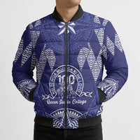 Personalised Queen Salote College Centenary Bomber Puffer Jacket Tongan Kupesi Pattern - Polynesian Pride