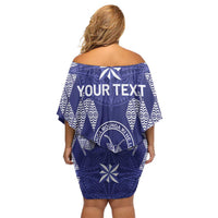 Personalised Queen Salote College Centenary Off Shoulder Short Dress Tongan Kupesi Pattern - Polynesian Pride