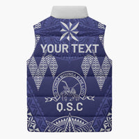 Personalised Queen Salote College Centenary Sleeveless Puffer Jacket Tongan Kupesi Pattern - Polynesian Pride