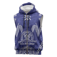 Personalised Queen Salote College Centenary Sleeveless Zip Hoodie Tongan Kupesi Pattern - Polynesian Pride
