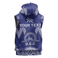 Personalised Queen Salote College Centenary Sleeveless Zip Hoodie Tongan Kupesi Pattern - Polynesian Pride