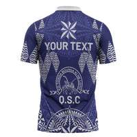 Personalised Queen Salote College Centenary Zipper Polo Shirt Tongan Kupesi Pattern - Polynesian Pride