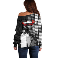 Pearl Harbor Remembrance Day Off Shoulder Sweater USS Arizona In Memory With Polynesian Pattern LT05 - Polynesian Pride