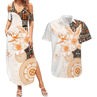 Fiji Couples Matching Summer Maxi Dress and Hawaiian Shirt Masi Tapa Pattern Brown LT05 Brown - Polynesian Pride