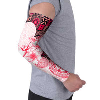 Fiji Arm Sleeves Masi Tapa Pattern Red - Polynesian Pride