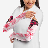 Fiji Arm Sleeves Masi Tapa Pattern Red - Polynesian Pride