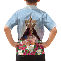 Guam Patroness Family Matching Long Sleeve Bodycon Dress and Hawaiian Shirt The Legend Santa Marian Kamalen LT05 - Polynesian Pride