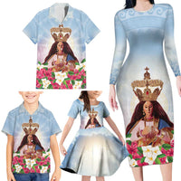 Guam Patroness Family Matching Long Sleeve Bodycon Dress and Hawaiian Shirt The Legend Santa Marian Kamalen LT05 - Polynesian Pride