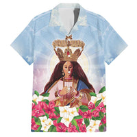 Guam Patroness Family Matching Long Sleeve Bodycon Dress and Hawaiian Shirt The Legend Santa Marian Kamalen LT05 Dad's Shirt - Short Sleeve Blue - Polynesian Pride