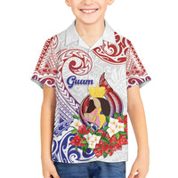 Happy Guam Santa Marian Kamalen Day Family Matching Long Sleeve Bodycon Dress and Hawaiian Shirt LT05 Son's Shirt White - Polynesian Pride