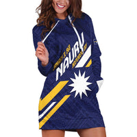 Personalised Happy Nauru Independence Day Hoodie Dress Polynesian Pattern