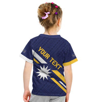 Personalised Happy Nauru Independence Day Kid T Shirt Polynesian Pattern