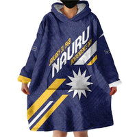 Personalised Happy Nauru Independence Day Wearable Blanket Hoodie Polynesian Pattern
