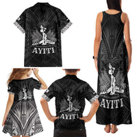 Haiti 1804 Family Matching Tank Maxi Dress and Hawaiian Shirt Polynesian Silver Neg Maron