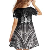 Haiti 1804 Kid Short Sleeve Dress Polynesian Silver Neg Maron LT05 - Polynesian Pride