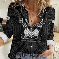 Haiti 1804 Women Casual Shirt Polynesian Silver Neg Maron LT05 Female Silver - Polynesian Pride