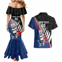 Custom New Zealand Auckland Cricket Couples Matching Mermaid Dress and Hawaiian Shirt With Maori Pattern LT05 - Polynesian Pride