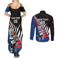 Custom New Zealand Auckland Cricket Couples Matching Summer Maxi Dress and Long Sleeve Button Shirt With Maori Pattern LT05 - Polynesian Pride
