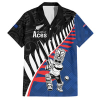 Custom New Zealand Auckland Cricket Family Matching Summer Maxi Dress and Hawaiian Shirt With Maori Pattern LT05 Dad's Shirt - Short Sleeve Blue - Polynesian Pride