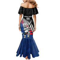 Custom New Zealand Auckland Cricket Mermaid Dress With Maori Pattern