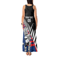 Custom New Zealand Auckland Cricket Tank Maxi Dress With Maori Pattern LT05 - Polynesian Pride