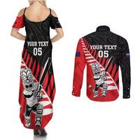 Custom New Zealand Canterbury Cricket Couples Matching Summer Maxi Dress and Long Sleeve Button Shirt With Maori Pattern LT05 - Polynesian Pride