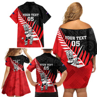 Custom New Zealand Canterbury Cricket Family Matching Off Shoulder Short Dress and Hawaiian Shirt With Maori Pattern LT05 - Polynesian Pride
