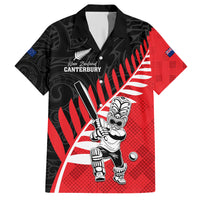 Custom New Zealand Canterbury Cricket Family Matching Short Sleeve Bodycon Dress and Hawaiian Shirt With Maori Pattern LT05 Dad's Shirt - Short Sleeve Red - Polynesian Pride