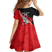 Custom New Zealand Canterbury Cricket Kid Short Sleeve Dress With Maori Pattern