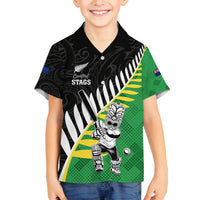 Custom New Zealand Central Districts Cricket Family Matching Long Sleeve Bodycon Dress and Hawaiian Shirt With Maori Pattern LT05 Son's Shirt Green - Polynesian Pride